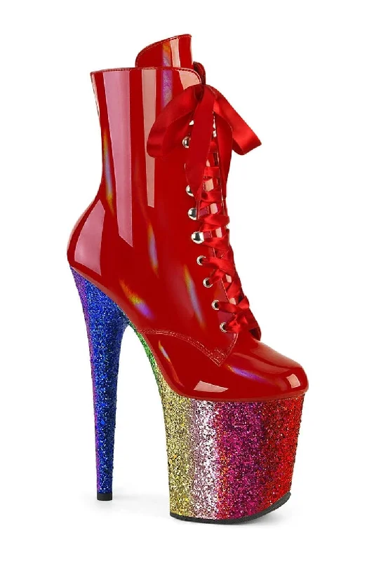 FLAMINGO-1020HG Red Patent Ankle Boot