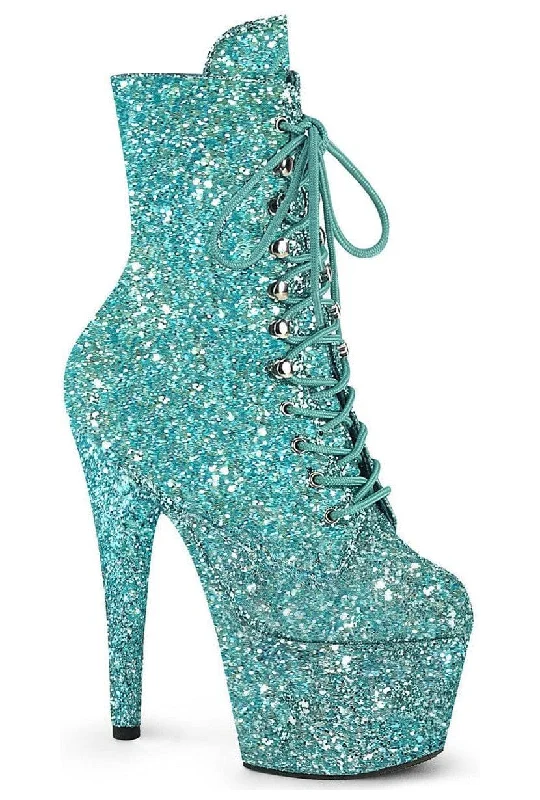 ADORE-1020GWR Turquoise Glitter Ankle Boot