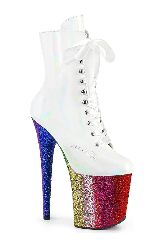 FLAMINGO-1020HG White Patent Ankle Boot