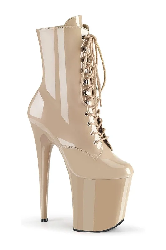 FLAMINGO-1020 Nude Patent Ankle Boot