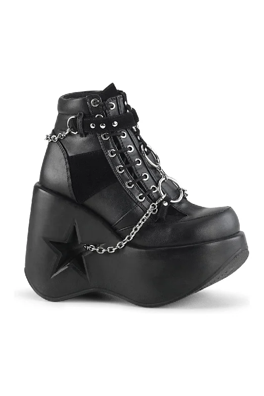 DYNAMITE-101 Black Hologram Patent Ankle Boot