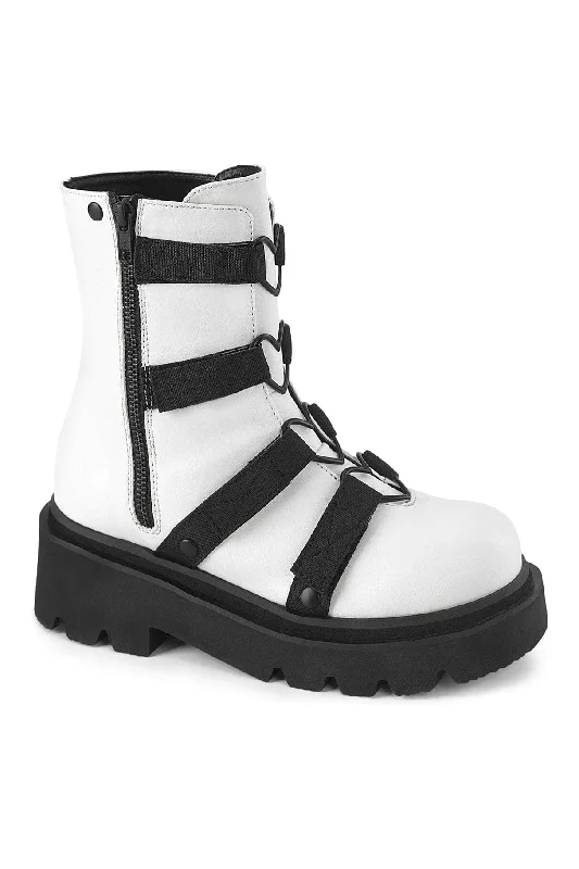 RENEGADE-50 White Vegan Leather Ankle Boot