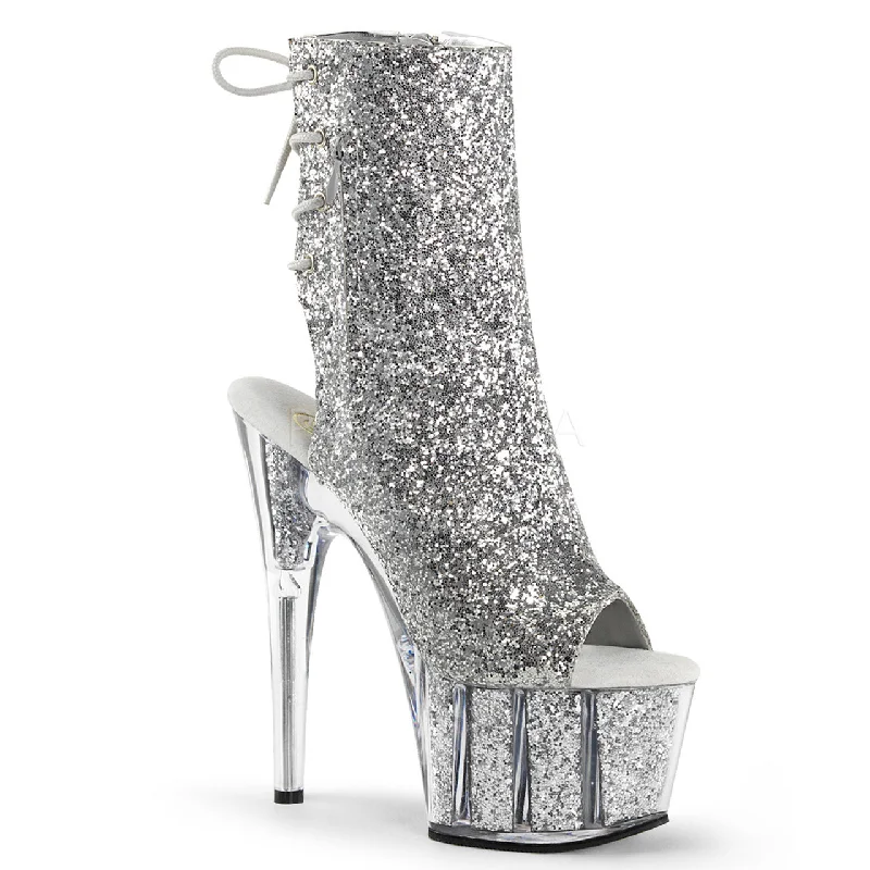 7" Heel Silver Glitter Ankle Boot*