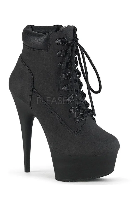 DELIGHT-600TL-02 Platform Ankle Boot | Black Faux Leather