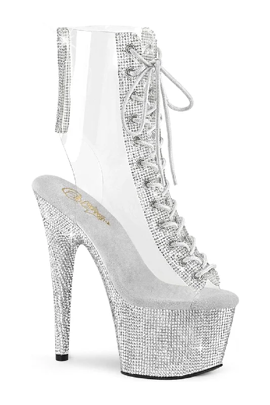 BEJEWELED-1016C-2-7 Clear Vinyl Ankle Boot