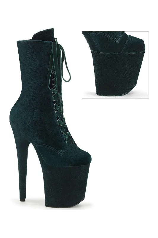 FLAMINGO-1045VEL Green Velvet Ankle Boot