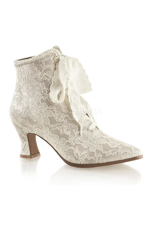 SS-VICTORIAN-30 Ankle Boot | Champagne Genuine Satin