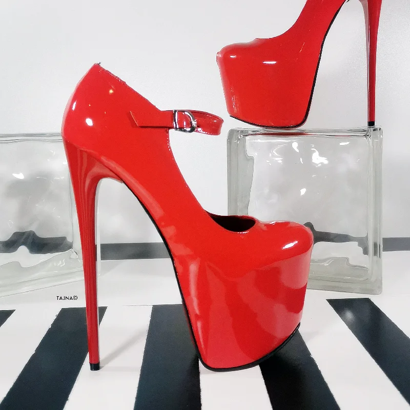 Red Gloss Modern Mary Jane High Heels