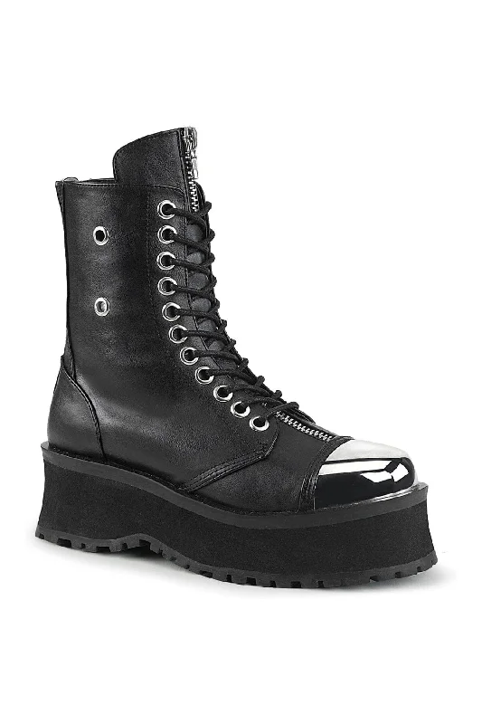 GRAVEDIGGER-10 Black Vegan Leather Ankle Boot