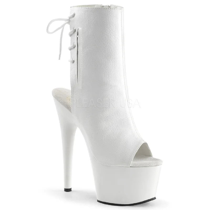 7" Heel White Open Toe-Heel Ankle Boot*