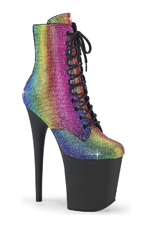 FLAMINGO-1020RS Rainbow Rhinestone Ankle Boot