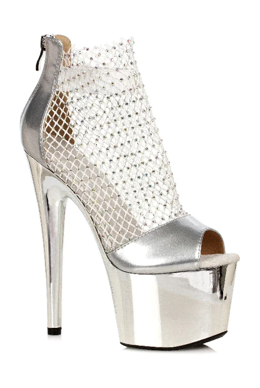 Ellie Shoes 709-ADRIANA Fishnet Rhinestone Ankle Bootie