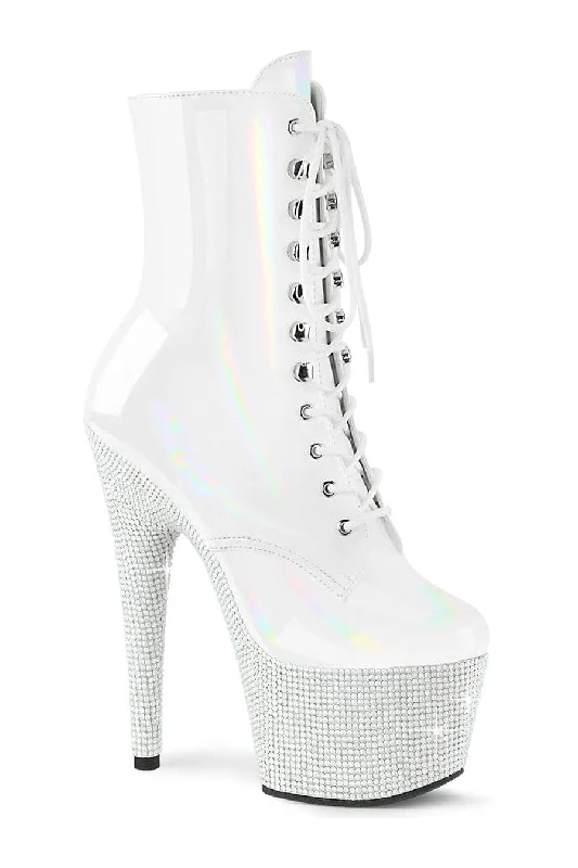 BEJEWELED-1020-7 White Patent Ankle Boot