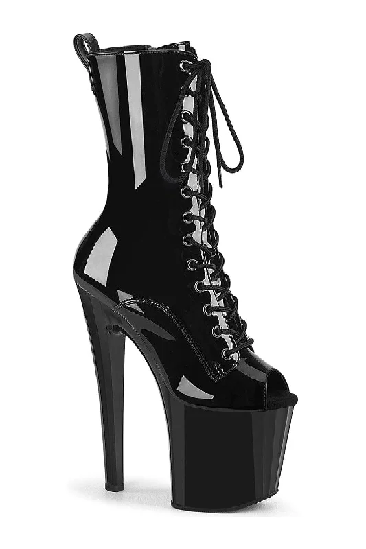 ENCHANT-1041 Black Patent Ankle Boot