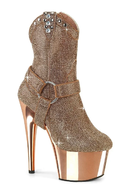 ADORE-1029CHRS Rose Gold Faux Suede Ankle Boot