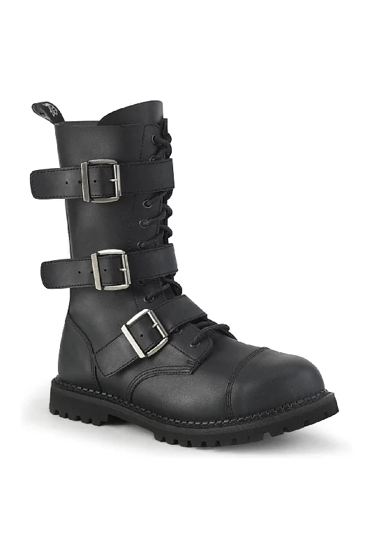 RIOT-12BK Black Vegan Leather Ankle Boot