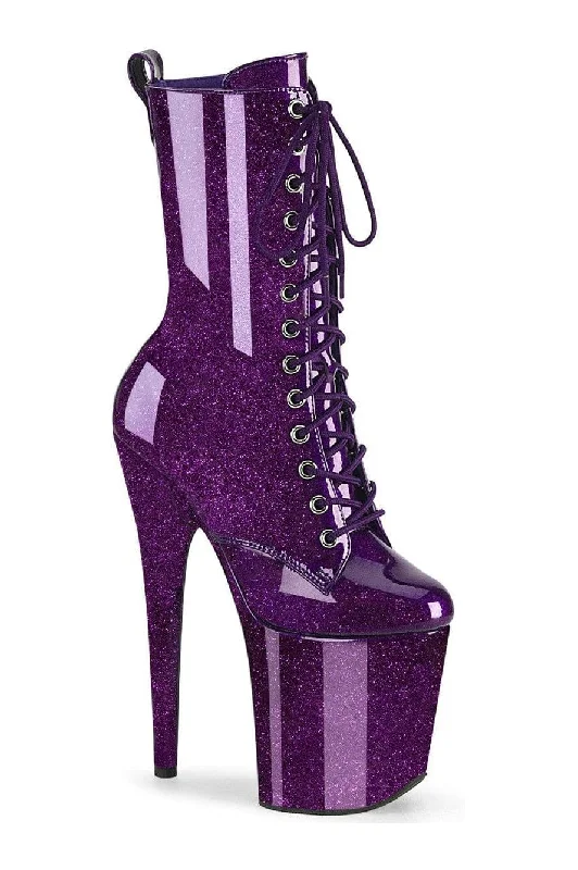 FLAMINGO-1040GP Purple Glitter Patent Ankle Boot