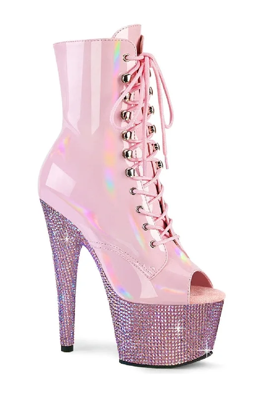 BEJEWELED-1021-7 Pink Patent Ankle Boot