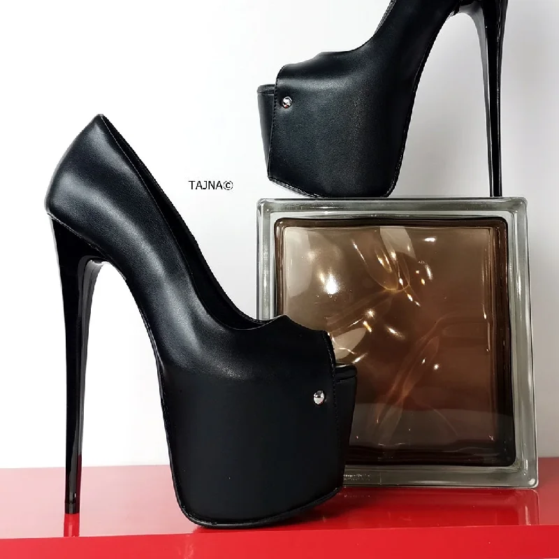 Peep Toe Black Thin Heel Pumps