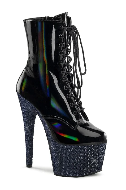 BEJEWELED-1020-7 Black Patent Ankle Boot