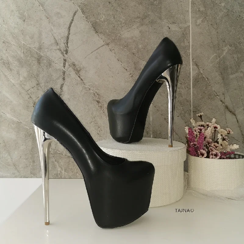 Metallic Heel Black Hidden Platform