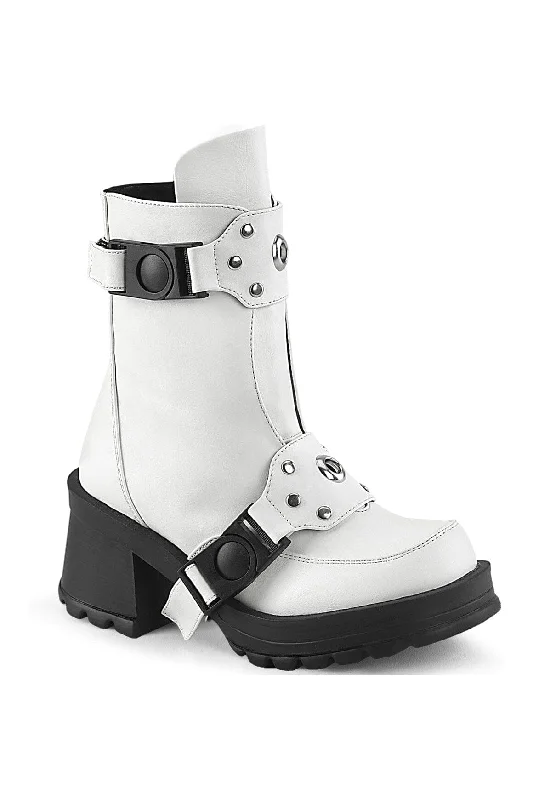 BRATTY-56 White Vegan Leather Ankle Boot