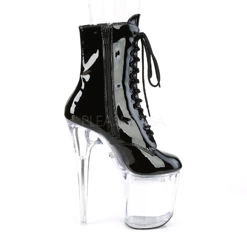 8" Heel Clear-Black Ankle Booties*