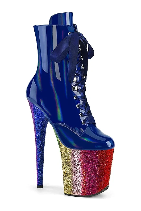 FLAMINGO-1020HG Blue Patent Ankle Boot