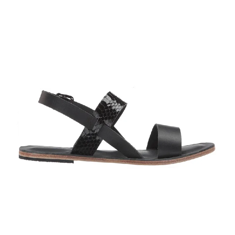 Abbot Kinney Blvd - Leather Snake Skin Sandal | Black