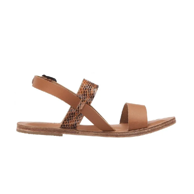 Abbot Kinney Blvd - Leather Snake Skin Sandal | Tan