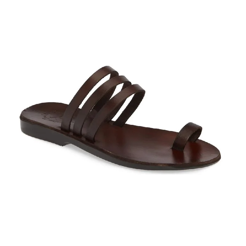 Angela - Leather Slip On Sandal | Brown