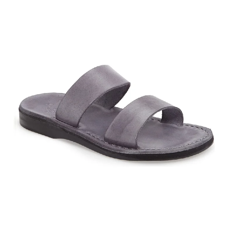 Aviv - Leather Wide Strap Sandal | Grey