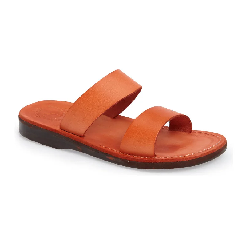 Aviv - Leather Wide Strap Sandal | Orange