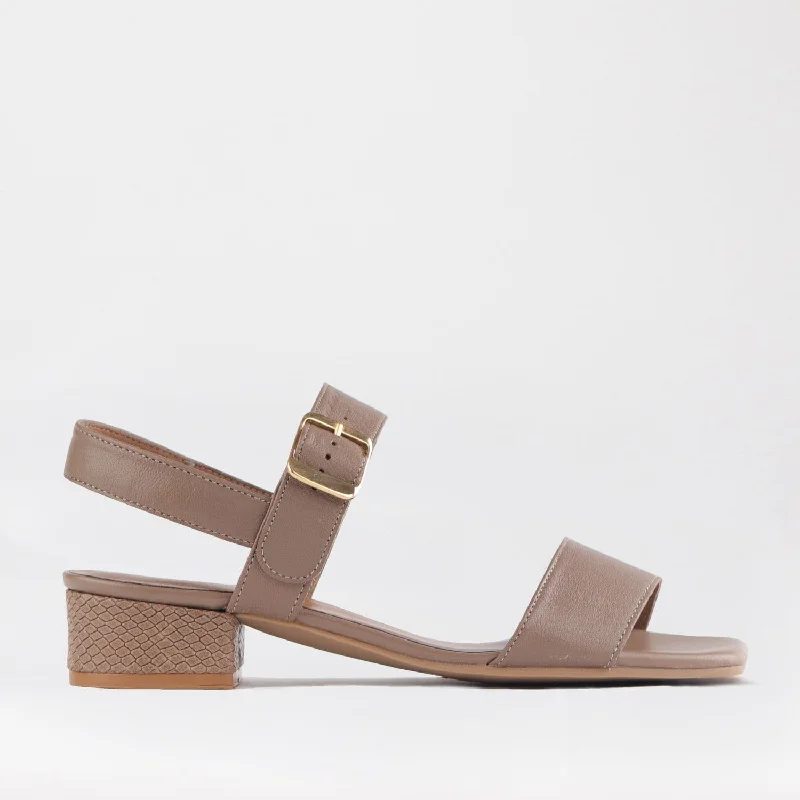 Block Heel Sandal in Hot Stone - 12408