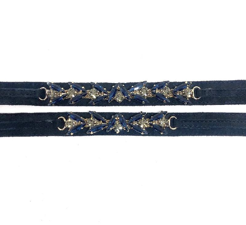 Navy blue/black diamond with navy blue suede leather