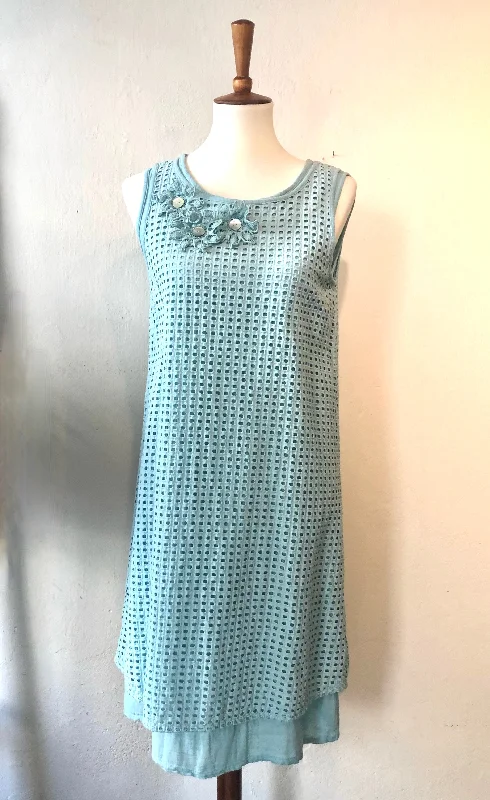 Macramè aquamarine dress  FINAL SALE