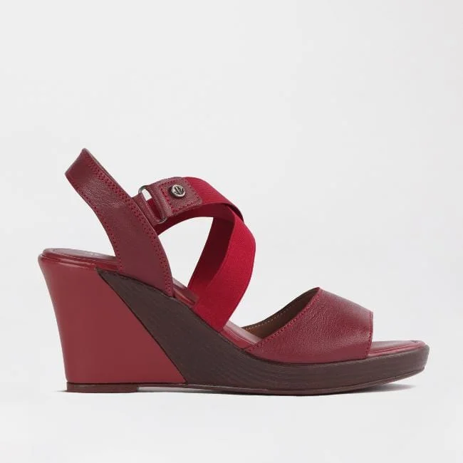 Crossover Wedge Sandal in Red - 12288