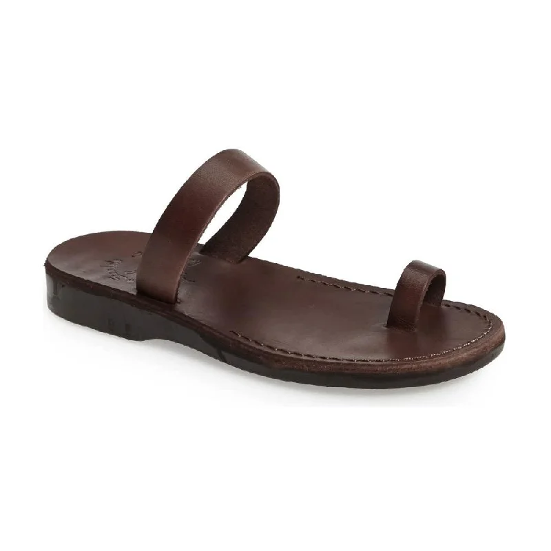 Eden - Leather Toe Ring Minimalist Sandal | Brown