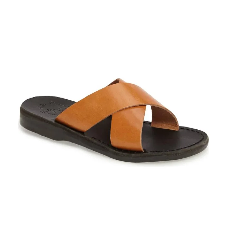 Elan - Leather Cross Strap Sandal | Black Tan