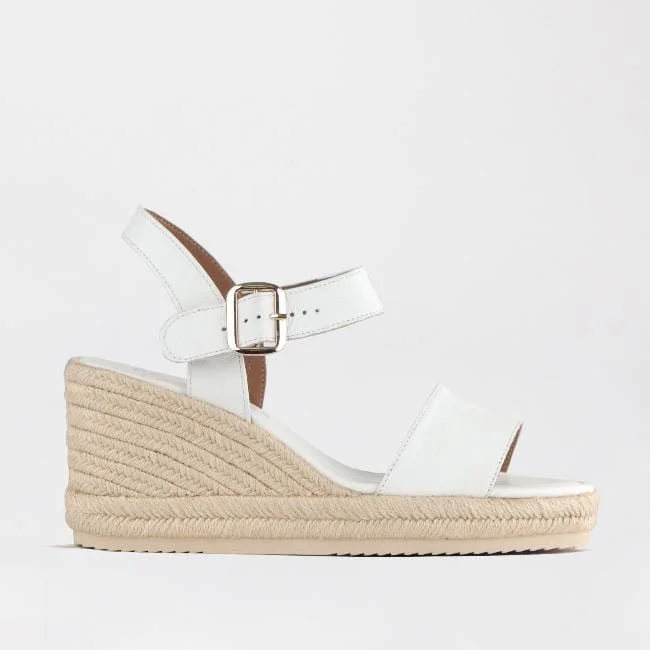 Espadrille Wedge Sandal in White - 12683