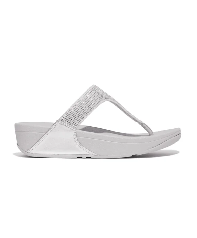 Fitflop Lulu Crystal Embelished Toe Post Silver