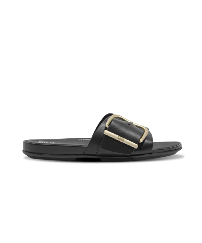 Fitflop Gracie Maxi Buckle Leather Slides Black