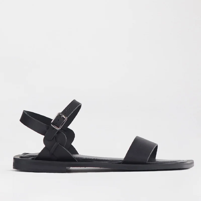 Grecian inspired Slingback Sandal in Black - 12715