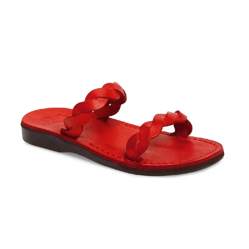 Joanna - Leather Braided Strap Sandal | Red