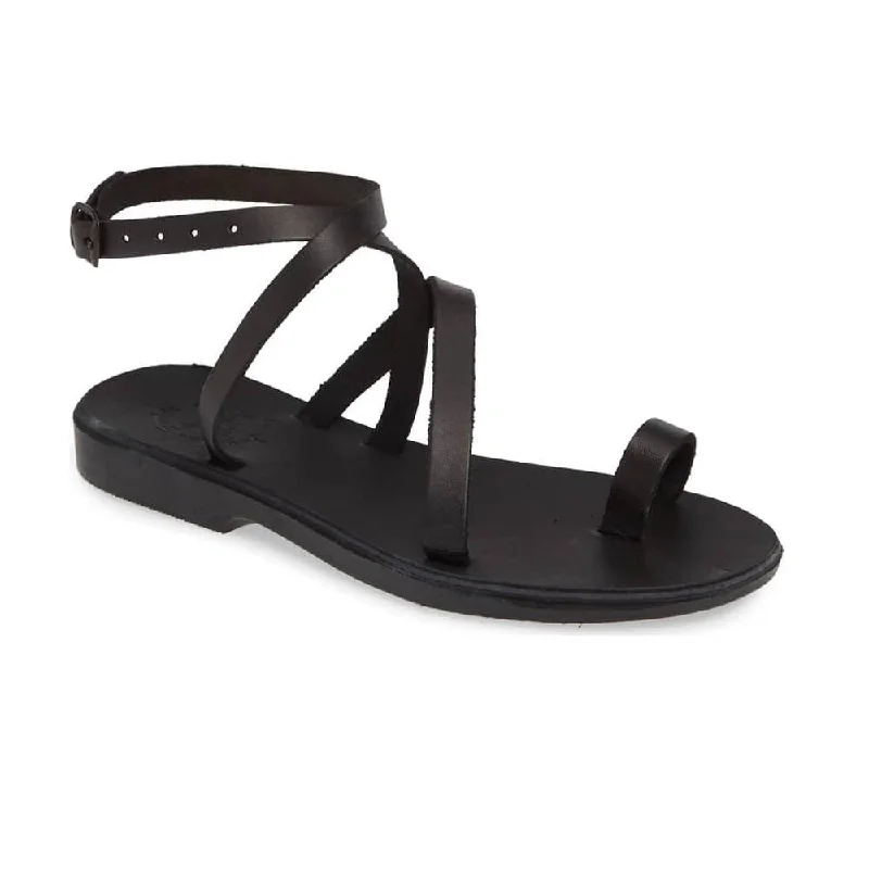 Mara - Leather Thin Ankle Strap Sandal | Black