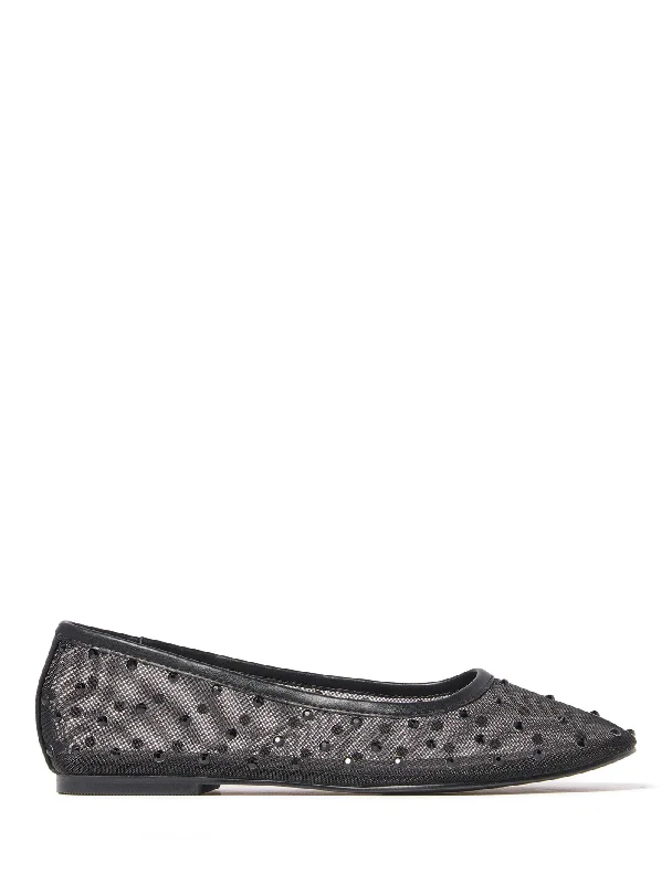 Marlie Mesh Diamante Flat Pump