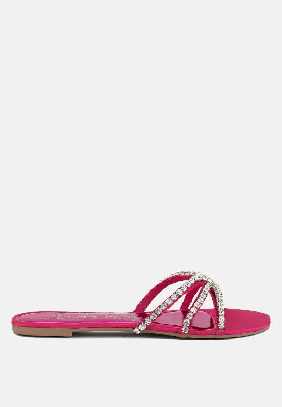 Mezzie Diamante Embellished Flat Sandals