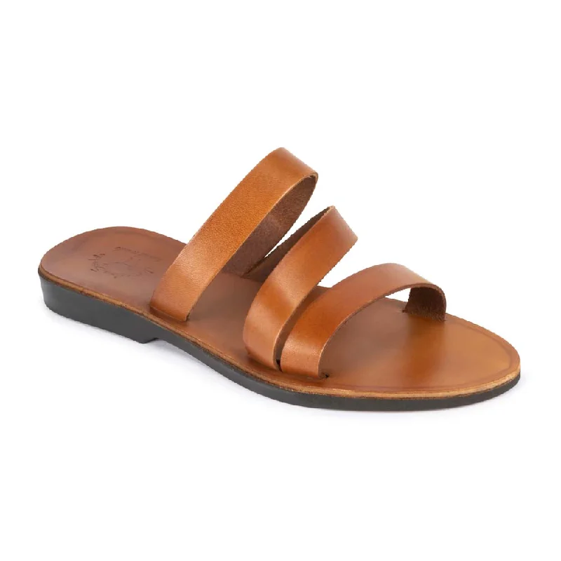 Mila - Leather Triple Strap Sandal | Honey