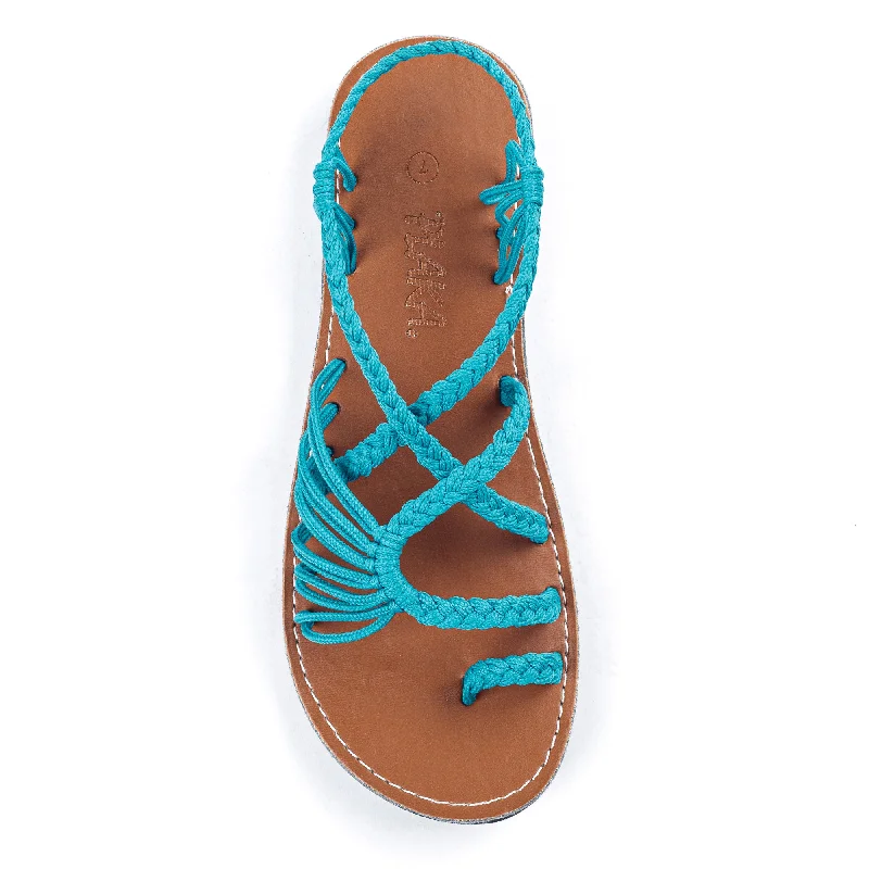 Palm Leaf Flat Women's Sandals | Teal