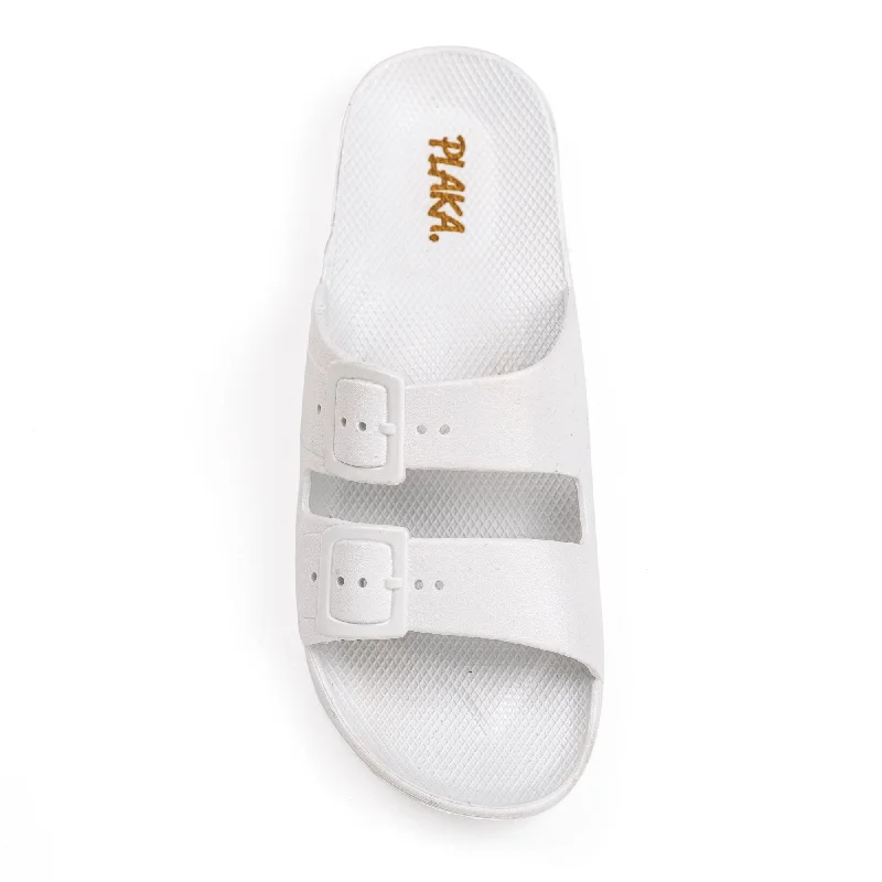 Plaka Genesis 2 Fixed Straps Slides Sandals | White Wedding